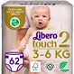 Підгузки Libero Touch розмір 2, (3-6 кг), 62 шт.