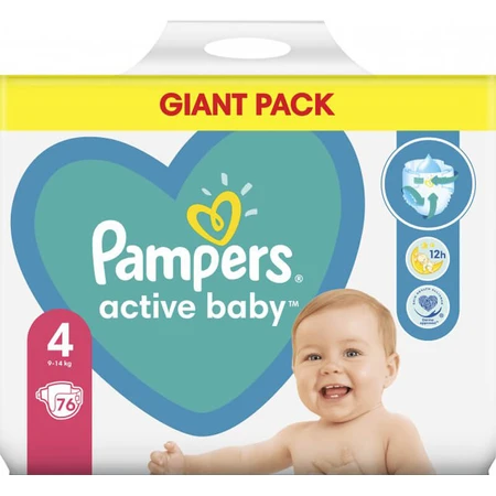 Підгузки Pampers Active Baby Maxi Розмір 4 (9-14 кг), 76 шт.: ціни та характеристики