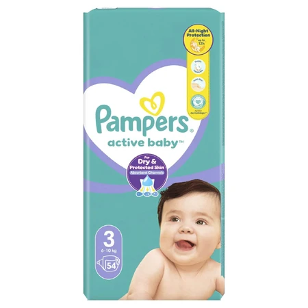 Подгузник Pampers Active Baby Размер 3 (6-10 кг), 54 шт.: цены и характеристики