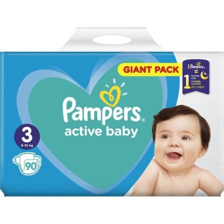 Підгузник Pampers Active Baby Mid Розмір 3 (6-10 кг), 90 шт