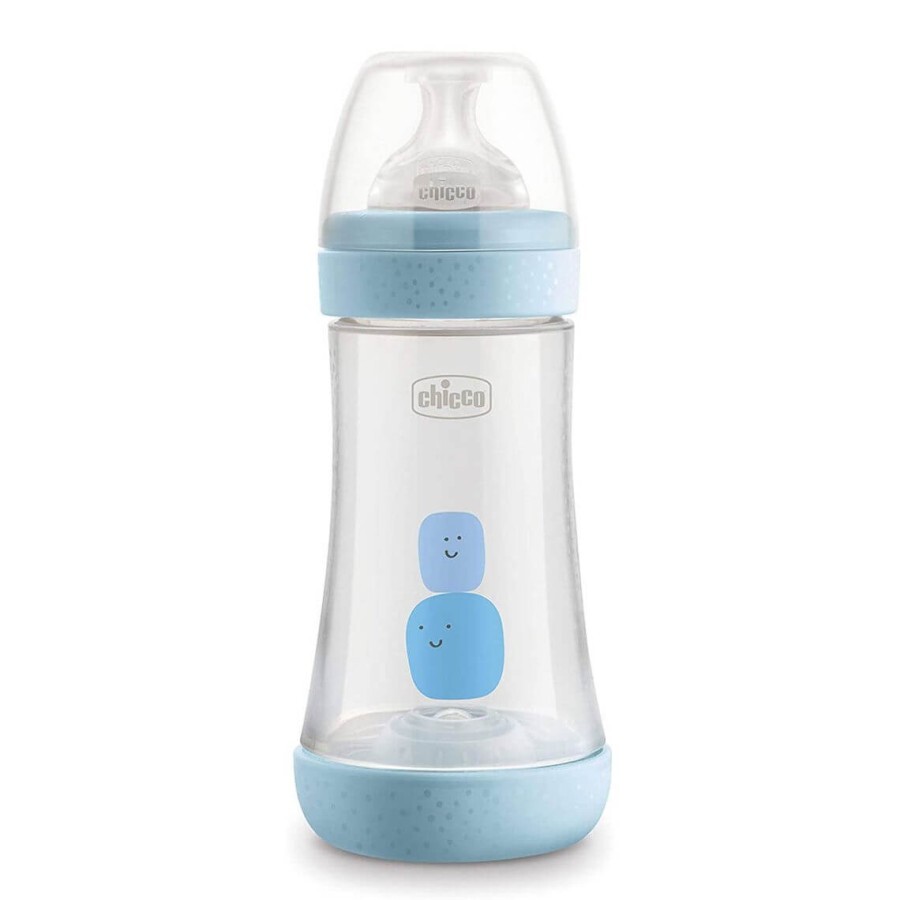 Бутылочка для кормления Chicco пластиковая Perfect 5 с силиконовой соской 2м+, 240 мл, голубая: цены и характеристики