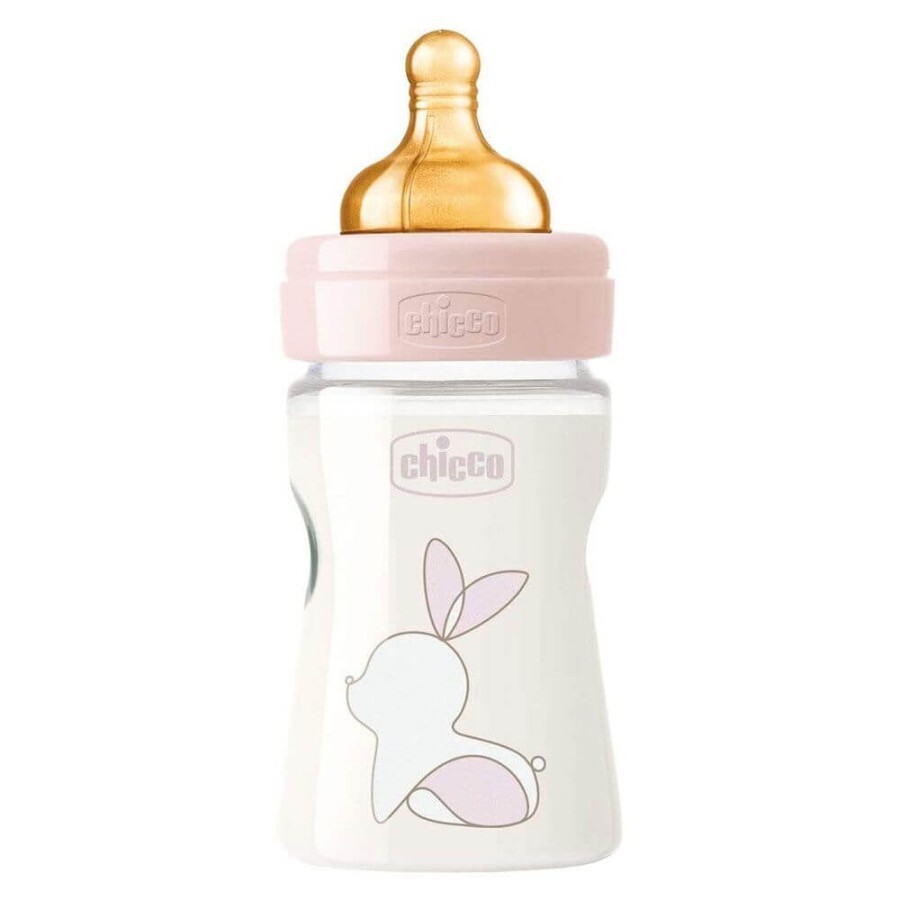 Бутылочка для кормления Chicco Original Touch с латексной соской 0м+, 150 мл, розовый: цены и характеристики