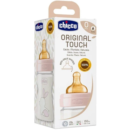 Бутылочка для кормления Chicco Original Touch с латексной соской 0м+, 150 мл, розовый: цены и характеристики