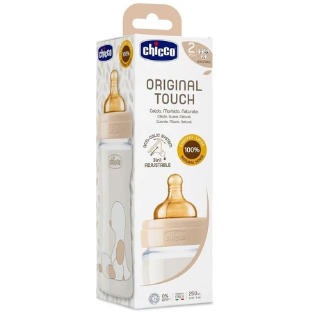Бутылочка для кормления Chicco Original Touch с латексной соской 2м+ 250 мл, бежевый: цены и характеристики