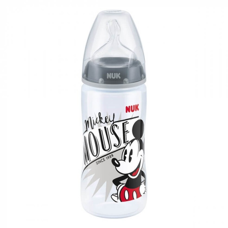 Пляшечка для годування Nuk Міккі Маус First Choice 300 мл, сіра: ціни та характеристики