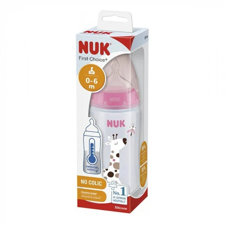 Пляшечка для годування Nuk First Choice Plus Жираф 300 мл, рожевий: ціни та характеристики