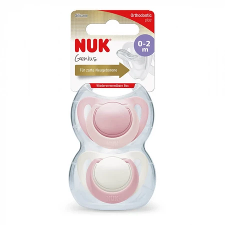 Пустушка Nuk Genius Girl силіконова 0-6 міс. 2 шт., рожева: ціни та характеристики