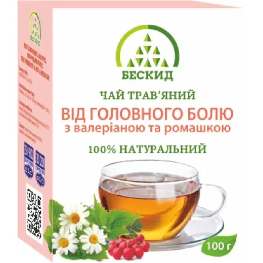 Чай трав'яний Бескид Від головного болю, 100 г: ціни та характеристики