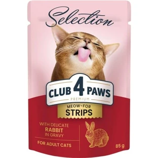 Влажный корм для кошек Club 4 Paws Selection Плюс Полоски с кроликом в соусе 85 г