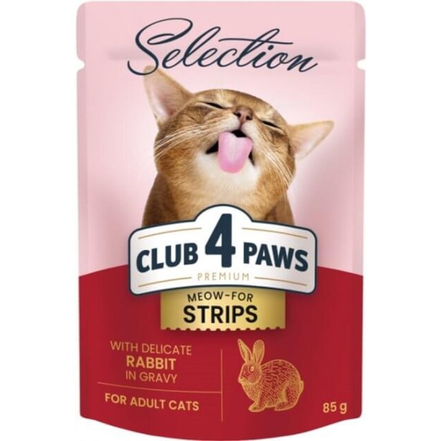 Влажный корм для кошек Club 4 Paws Selection Плюс Полоски с кроликом в соусе 85 г: цены и характеристики