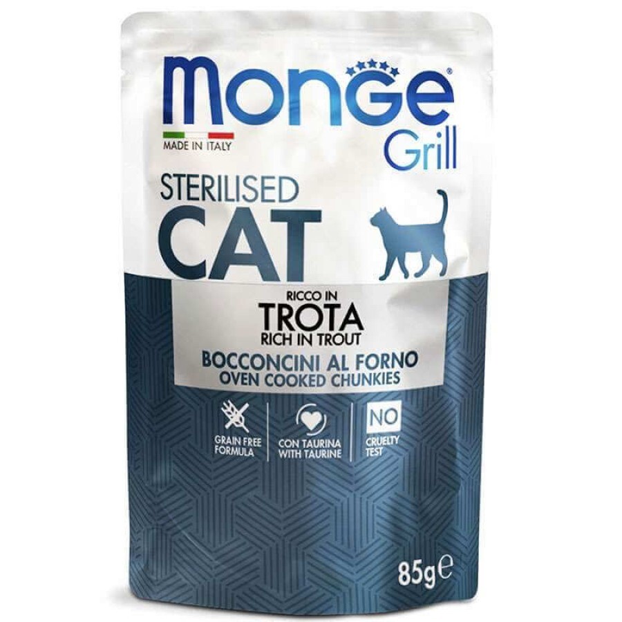 Вологий корм для котів Monge Cat Grill Sterilised форель 85 г: ціни та характеристики