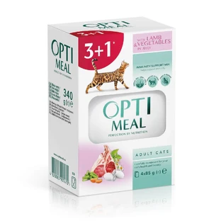 Влажный корм для кошек Optimeal с ягненком и овощами в желе 4x85 г