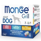 Влажный корм для собак Monge Dog Grill Mix Chicken and Turkey, Beef, Cod Fish 12*100 г