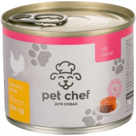 Консервы для собак Pet Chef паштет с курицей для щенков 200 г