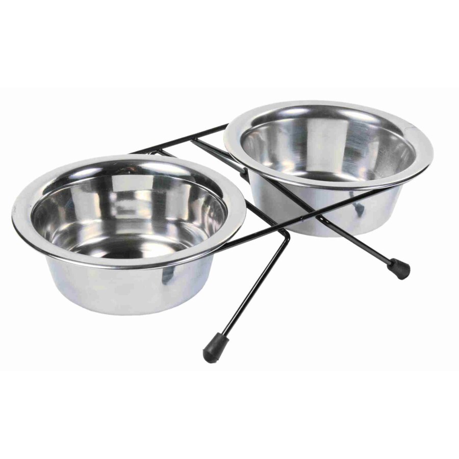 Посуда для собак Trixie низкая подставка с мисками 450 мл/12 см: цены и характеристики