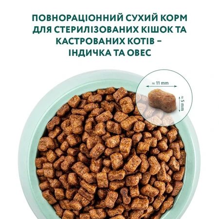 Сухий корм для котів Optimeal для стерилізованих/кастрованих індичка та овес 1.5 кг: ціни та характеристики
