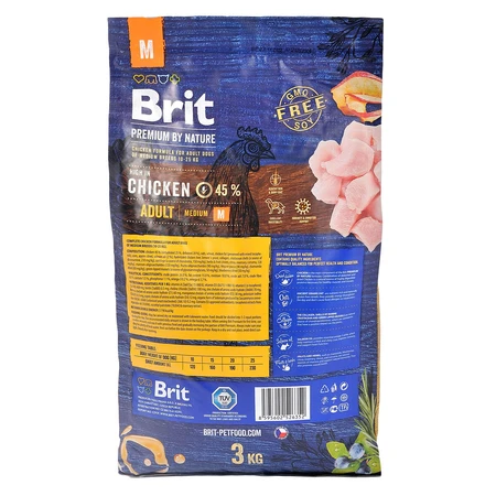 Сухой корм для собак Brit Premium Dog Adult M 3 кг: цены и характеристики
