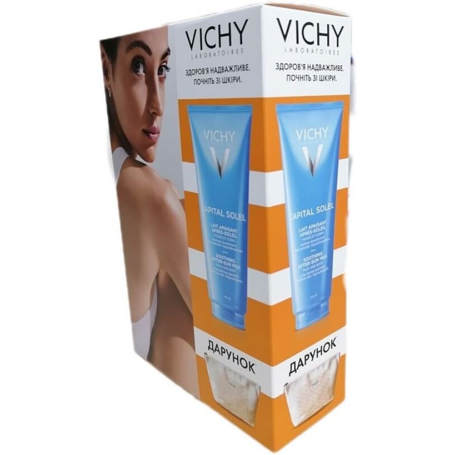 Набор Vichy Capital Soleil молочко после загара, 300 мл + Косметичка: цены и характеристики