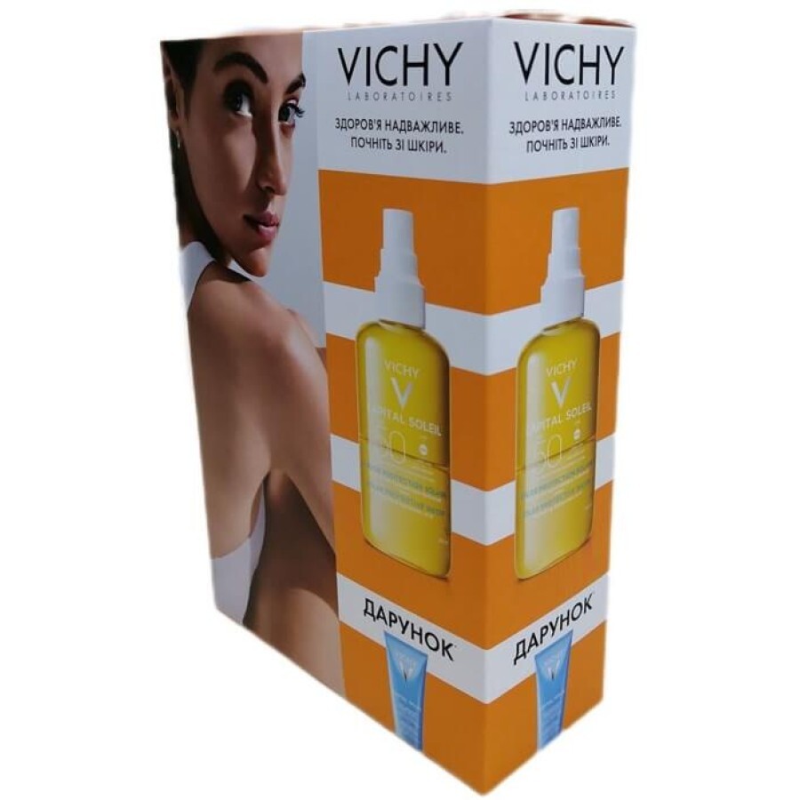 Набор Vichy Capital Soleil двухфазный увлажняющий спрей SPF50, 200 мл+ Молочко после загара, 100 мл: цены и характеристики