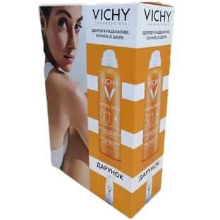 Набір Vichy Capital Soleil зволожуючий водостійкий спрей-вуаль SPF50, 200 мл + Термальна Вода, 50 мл