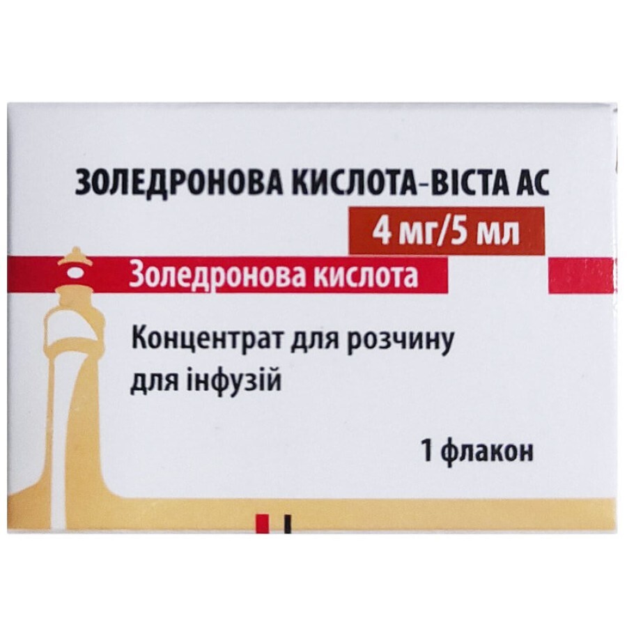 Золедронова кислота-Віста АС 4 мг/5 мл концентрат для розчину для інфузій флакон,  №1: ціни та характеристики