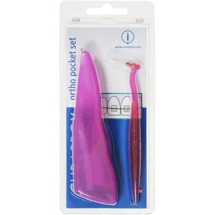 Набір Curaprox Ortho Pocket Set, рожевий, (brushes 07,14,18/3pcs + UHS/1pcs + orthod/wax/1pcs + box)	