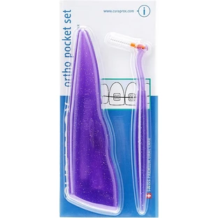 Набор Curaprox Ortho Pocket Set, фиолетовый, (brushes 07,14,18/3pcs + UHS/1pcs + orthod/wax/1pcs + box)