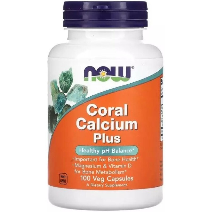 Кораловий Кальцій плюс 1430 мг, Coral Calcium Plus, Now Foods, 100 вегетаріанських капсул: ціни та характеристики