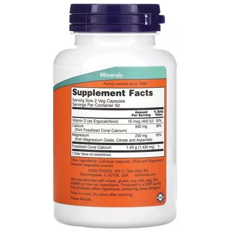 Коралловый Кальций плюс 1430 мг, Coral Calcium Plus, Now Foods, 100 вегетарианских капсул: цены и характеристики