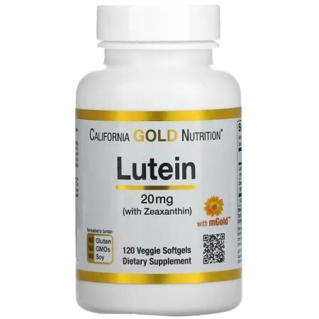 Лютеїн із зеаксантином, 20 мг, Lutein with Zeaxanthin, California Gold Nutrition, 120 вегетаріанських капсул