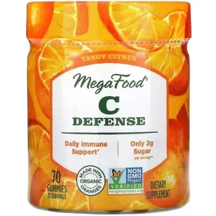 Ежедневная защита иммунитета с Витамином C, пикантный цитрус, C Defense, MegaFood, 70 жевательных мармеладок