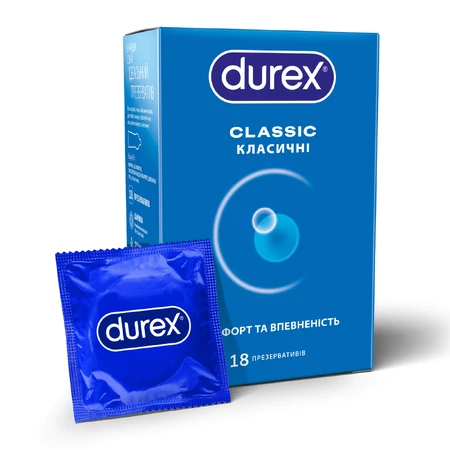 Презервативи латексні з силіконовою змазкою DUREX® Сlassic (класичні), 18 шт.: ціни та характеристики