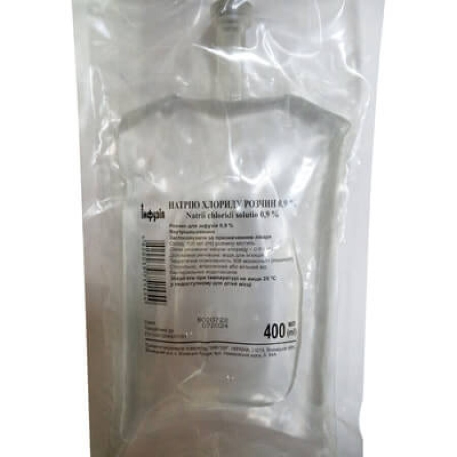 Натрію хлорид 0,9% розчин для інфузій контейнер (пакет), 400 мл: ціни та характеристики