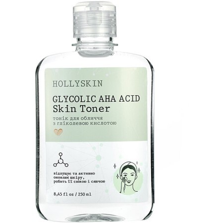 Тоник для лица с гликолевой кислотой Hollyskin Glycolic AHA Acid Skin Toner 250 ml