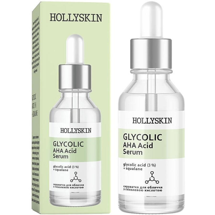 Сироватка для обличчя на основі гліколевої кислоти Hollyskin Glycolic AHA Acid Serum, 30 ml: ціни та характеристики