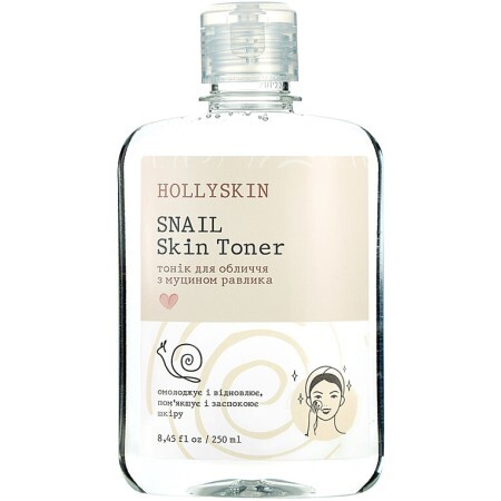 Тонік для обличчя, з муцином равлика Hollyskin Snail Skin Toner, 250 ml