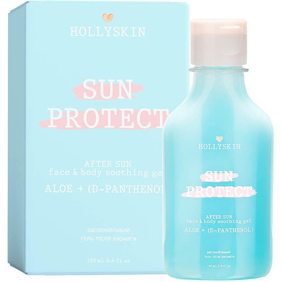 Заспокійливий гель після засмаги з алое вера й Д-пантенолом Hollyskin Sun Protect After Sun Face&Body Soothing Gel Aloe + D-Panthenol, 100 мл: ціни та характеристики