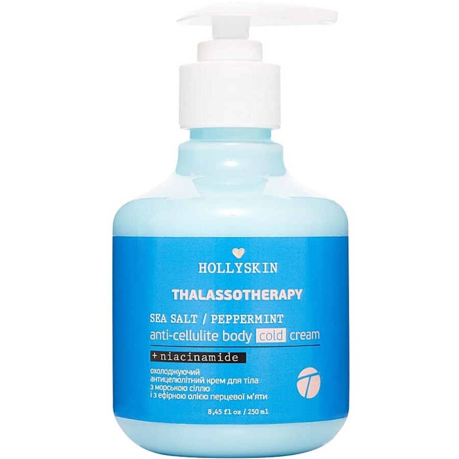 Охолоджувальний антицелюлітний крем для тіла Hollyskin Thalassotherapy Sea Salt Peppermint Anti-cellulite Body Cold Cream, 250 мл: ціни та характеристики