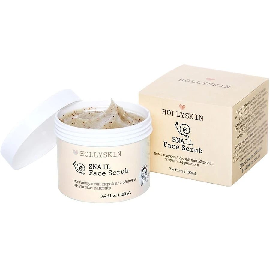 Скраб для обличчя з муцином равлика Hollyskin Snail Face Scrub 100 ml: ціни та характеристики