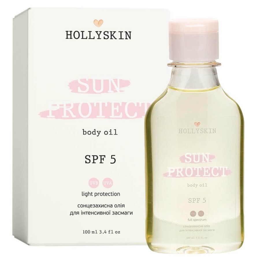 Сонцезахисна олія для інтенсивної засмаги Hollyskin Sun Protect Body Oil SPF 5, 100 мл: ціни та характеристики
