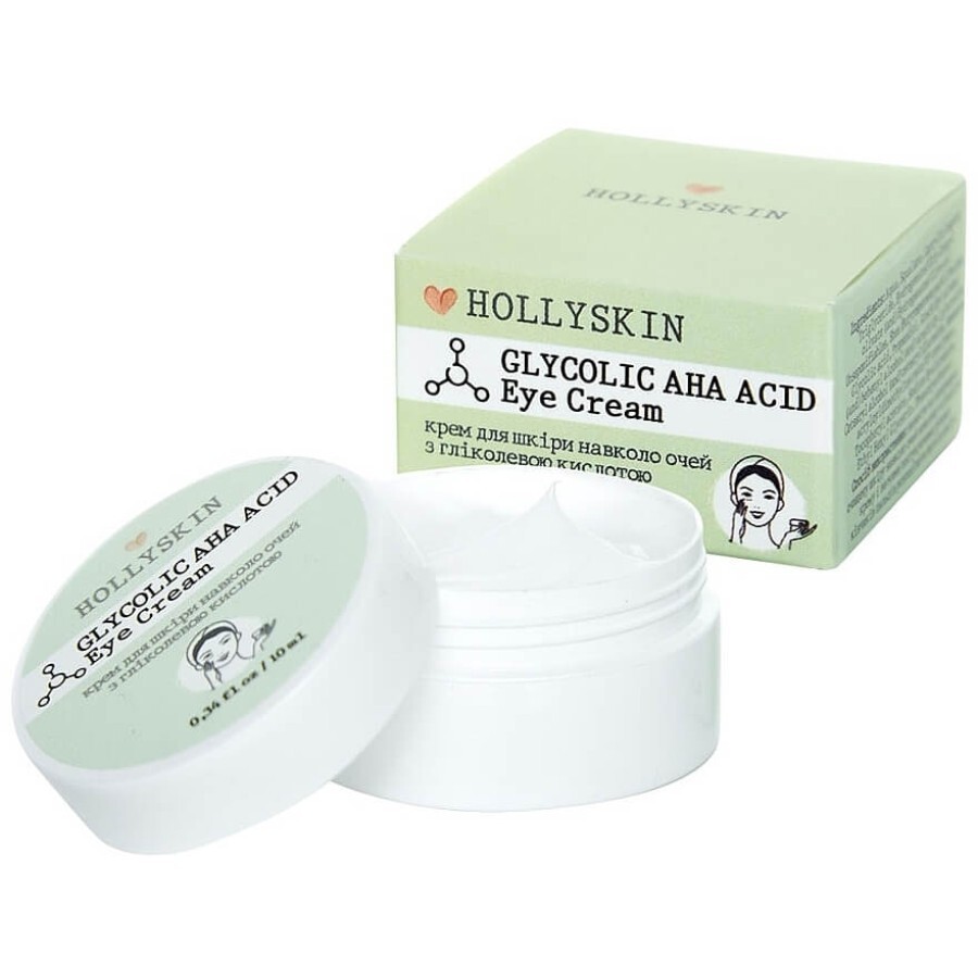 Крем для шкіри навколо очей з гліколевою кислотою Hollyskin Glycolic AHA Acid Eye Cream 10 ml: ціни та характеристики