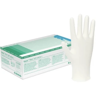 Рукавички нітрилові без пудри  B.Braun Vasco Nitril Soft white білі, розмір S №200