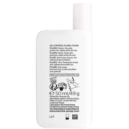 Сонцезахисний флюїд La Roche-Posay Anthelios UVMune 400 Oil Control, легкий, з матуючим ефектом, для жирної чутливої шкіри обличчя, SPF 50+, 50 мл: ціни та характеристики