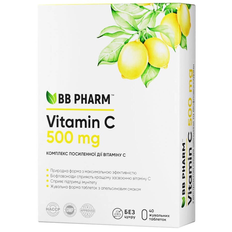 Жувальні таблетки BB Pharm Вітамін С з біофланоїдами, №40: ціни та характеристики