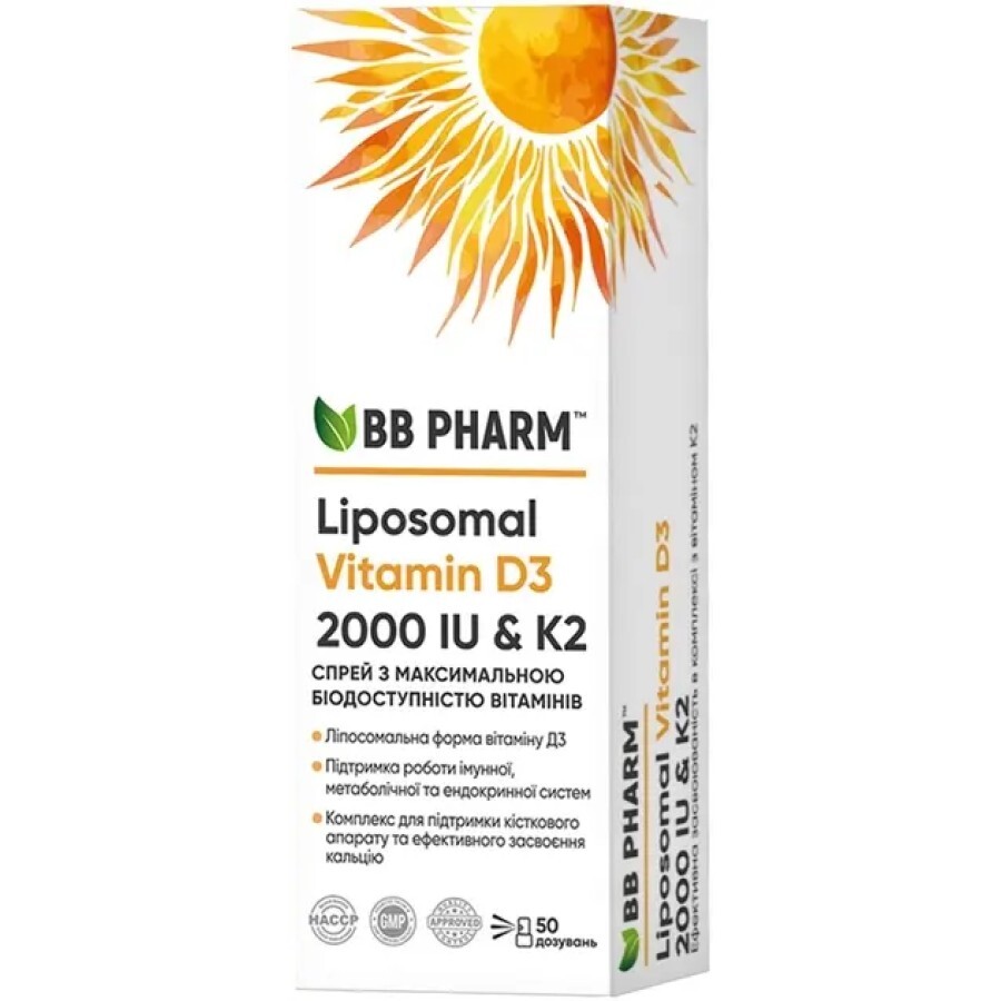 Спрей BB Pharm  Liposomal Vitamin D3 & K2 (2000 IU), 12 мл: ціни та характеристики