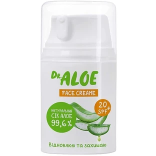 Крем для обличчя Dr. ALOE з натуральним соком Aлое 99,6%, SPF20, 50 мл