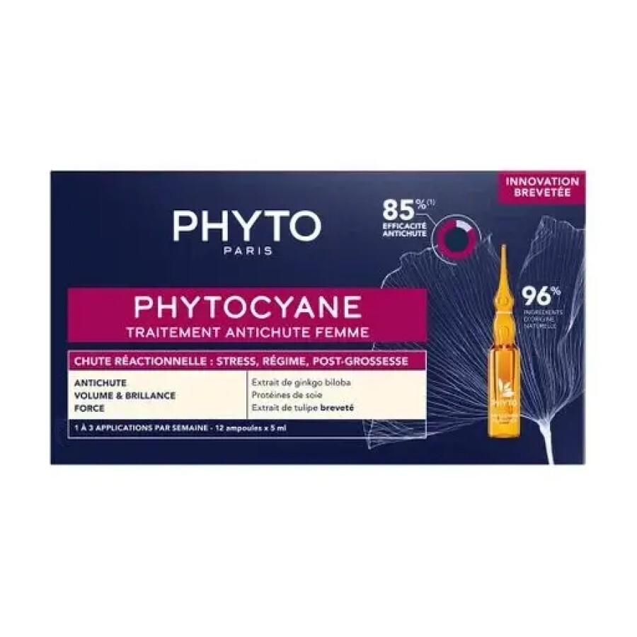 Засіб проти випадання волосся для жінок Phyto Phytocyane Anti Hair Loss Reactional Treatment Women 12 шт х 5 мл: ціни та характеристики