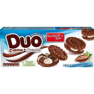 Печенье из какао сэндвич duo с молочным кремом и какао-кремом, 165 г