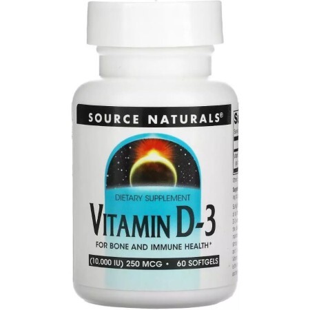 Витамин D-3, 10000 МЕ, Vitamin D-3, Source Naturals, 60 гелевых капсул