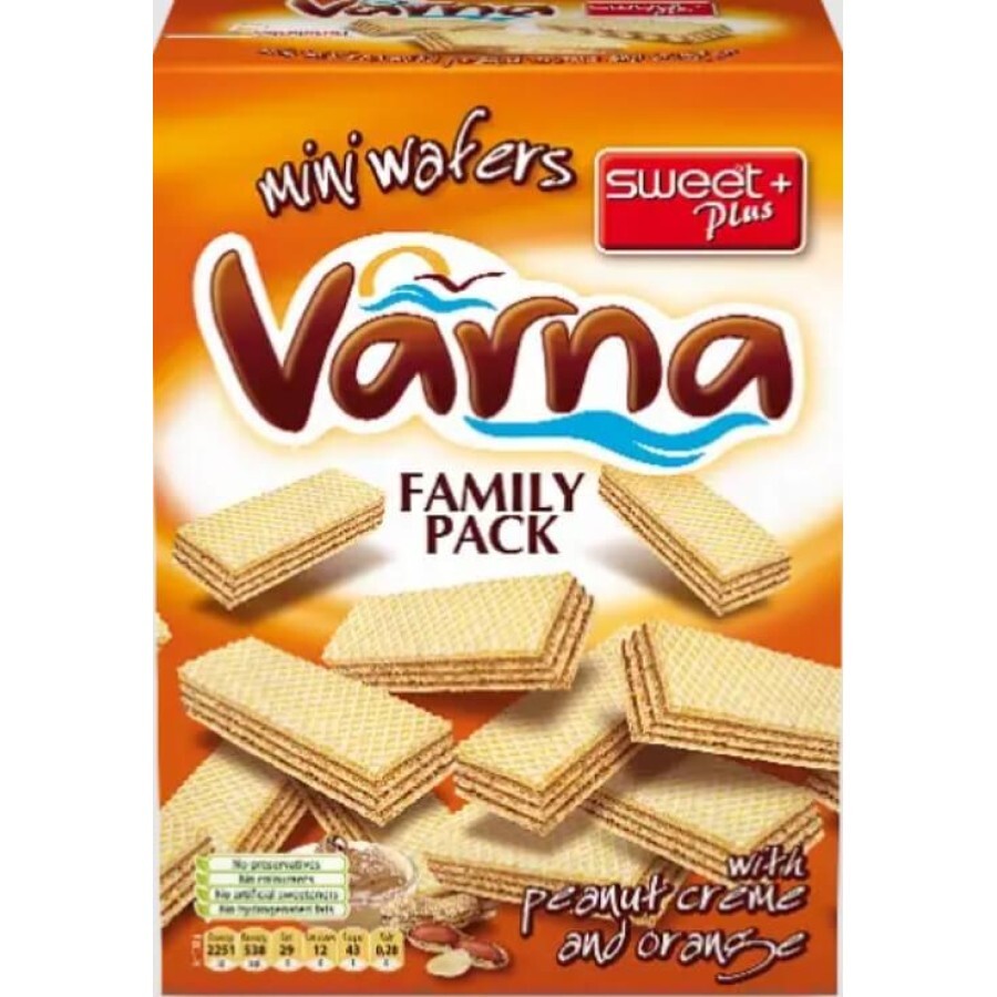 Міні-вафлі Varna Family з арахісовим кремом та смаком апельсина, 260 г: ціни та характеристики